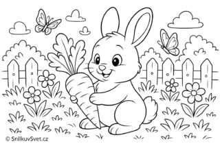 Omalovánka králíčka s jeho mrkvičkou