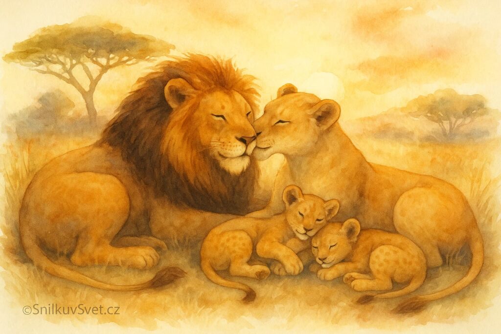 Lví rodinka odpočívá