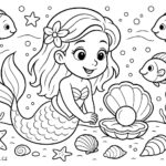 Omalovánka mořské panny s perlou v lastuře