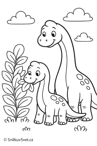 Omalovánka dva dinosauři svačí