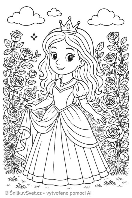 Omalovánka Princezna v růžové zahradě