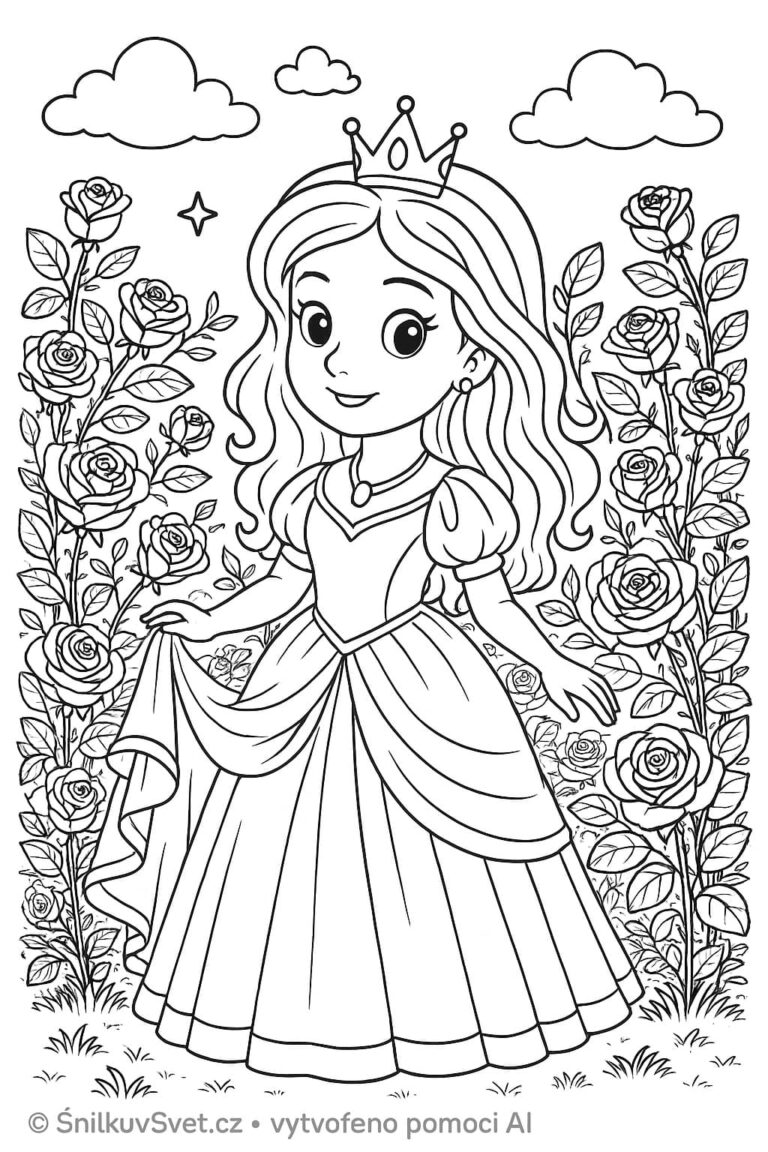 Omalovánka Princezna v růžové zahradě