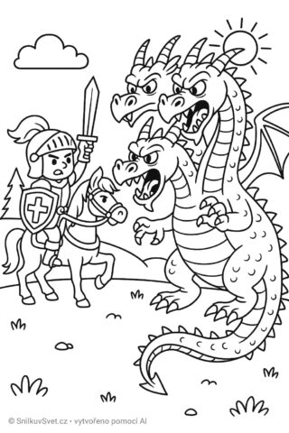 Omalovánka rytíř a drak