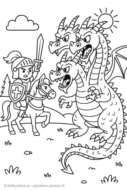 Omalovánka rytíř a drak
