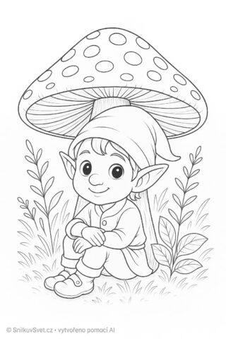 Omalovánka Skřítek pod muchomůrkou