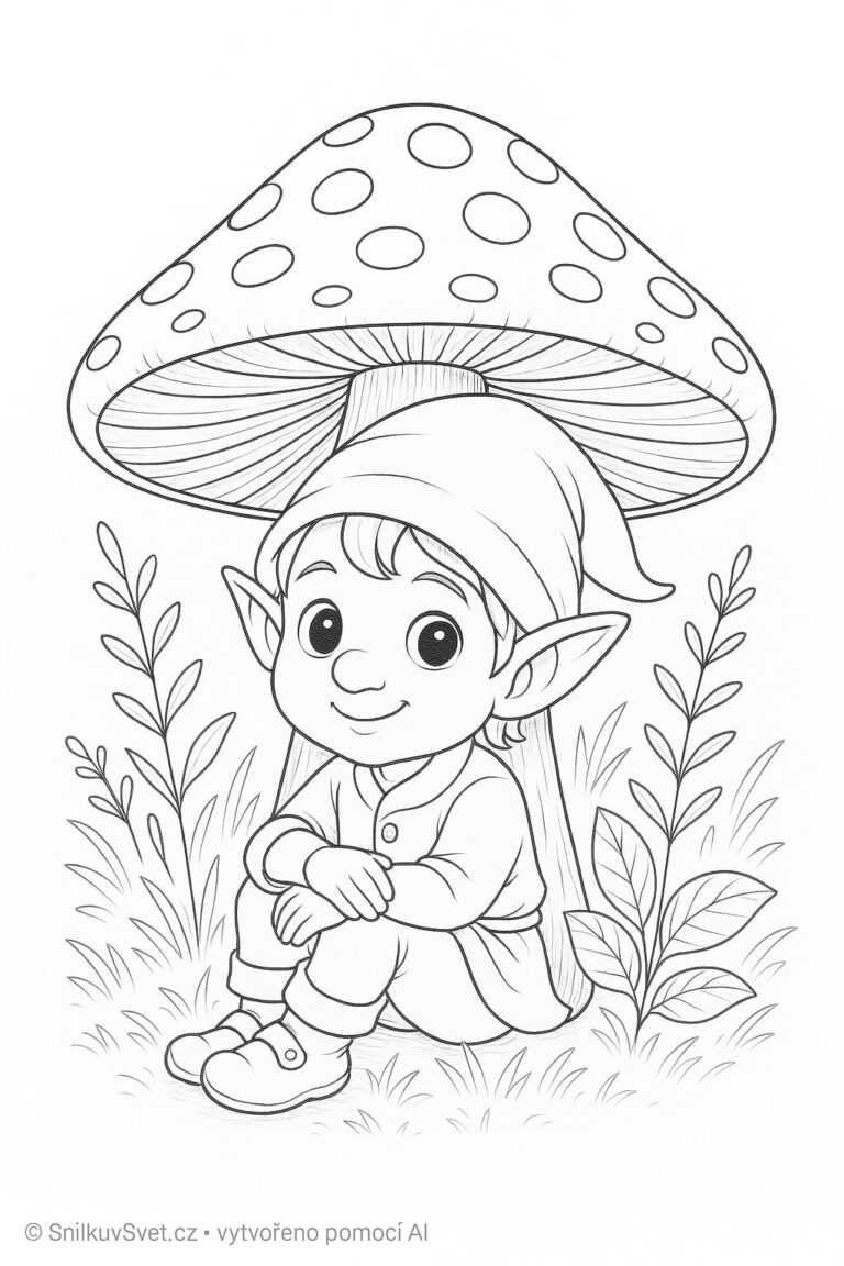 Omalovánka Skřítek pod muchomůrkou