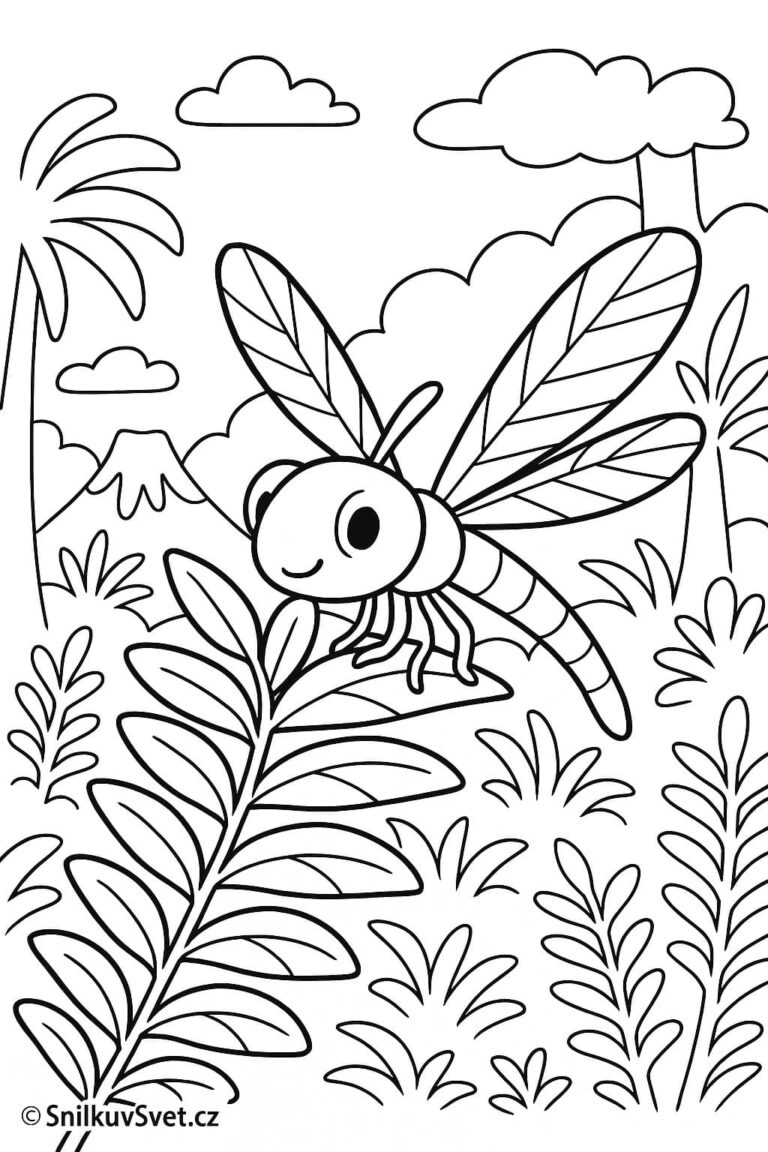 Omalovánka pravěká vážka