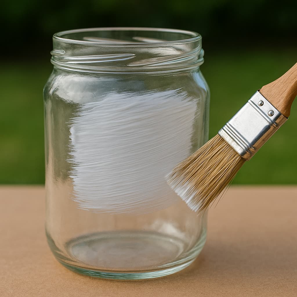 Nanášení lepidla na sklenici