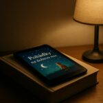 Kniha a tablet na nočním stolku