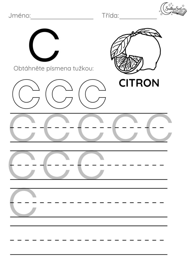 Písmeno C: Hravý pracovní list pro děti