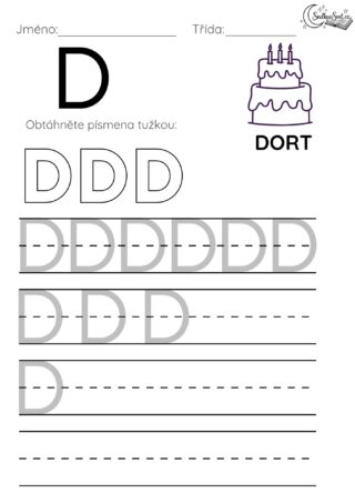 Písmeno D: Hravý pracovní list pro děti