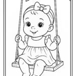 Omalovánka miminka na houpačce