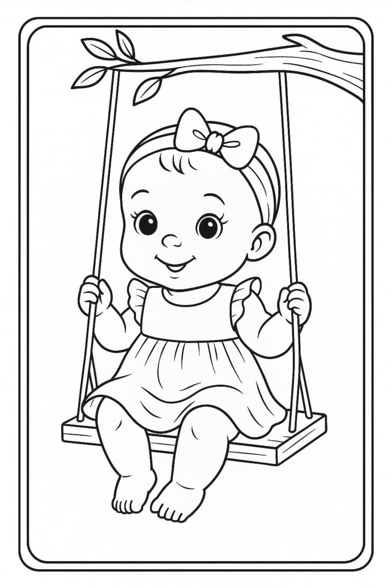 Omalovánka miminka na houpačce