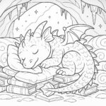 Omalovánka spícího draka v jeskyni