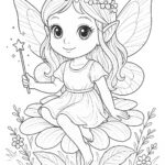 Omalovánka víla na květině