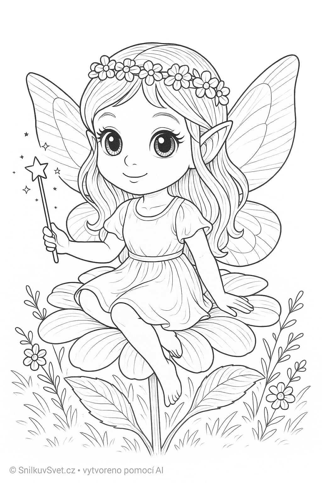 Omalovánka Víla na květině