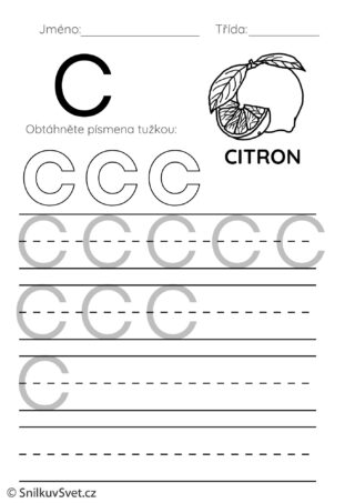 Pracovní list s písmenem C
