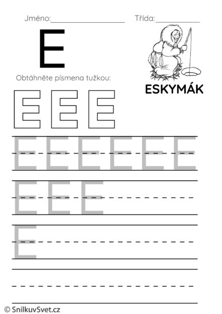 Pracovní list s písmenem E
