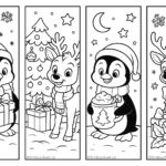 Záložky do knih k vybarvení a vystřižení - sobi a tučňáci