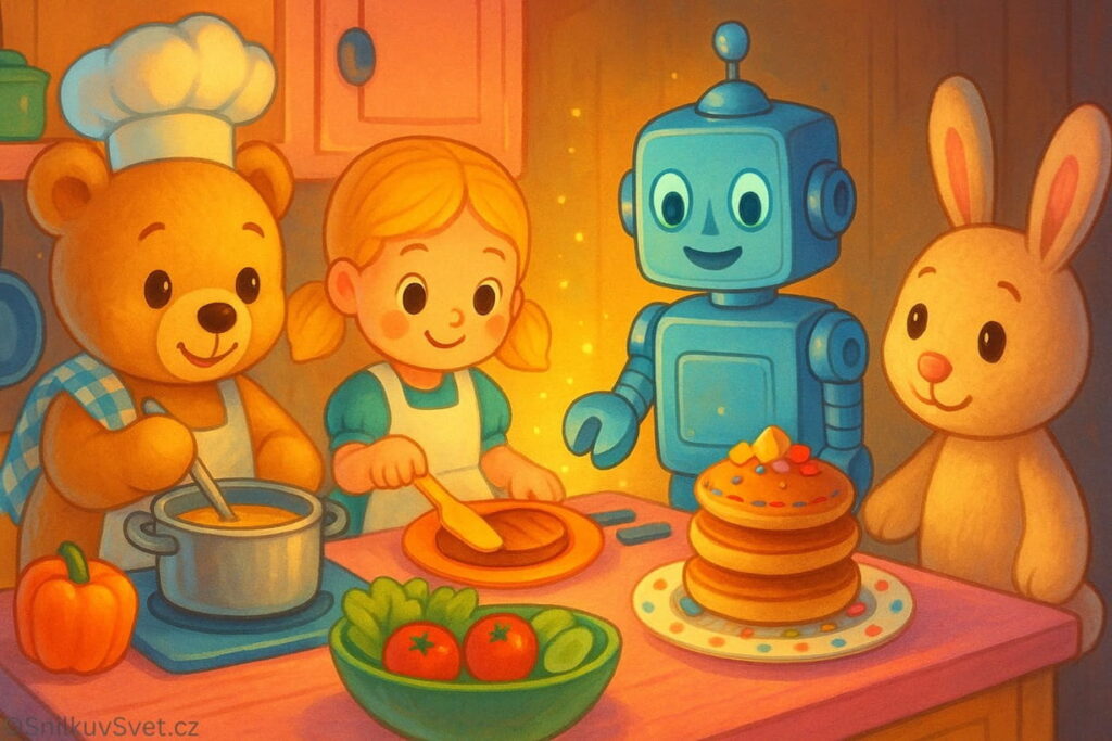 Hračky vaří v kuchyňce