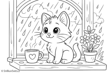 Omalovánka koťátko na okně