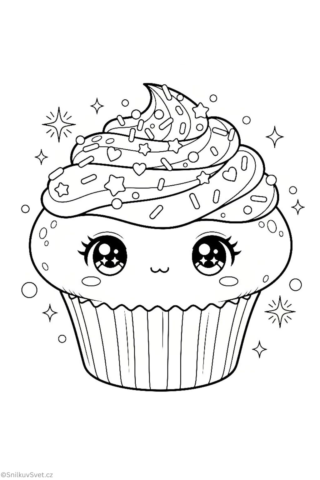 Omalovánka muffin s krémem a posypkou
