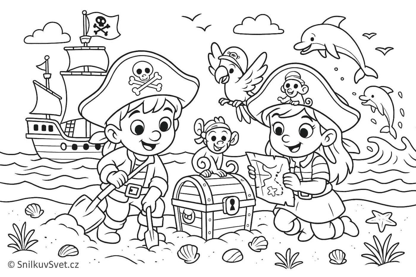 Omalovánka malých pirátů a pokladu