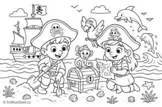 Omalovánka malých pirátů a pokladu
