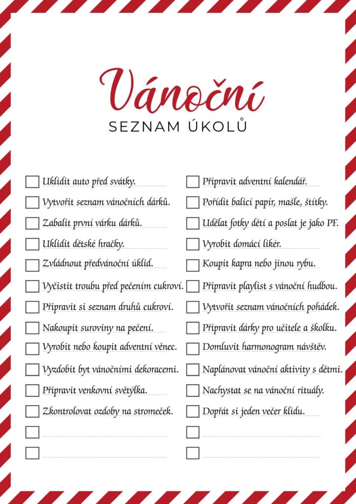 Seznam vánočních úkolů pro rodiče