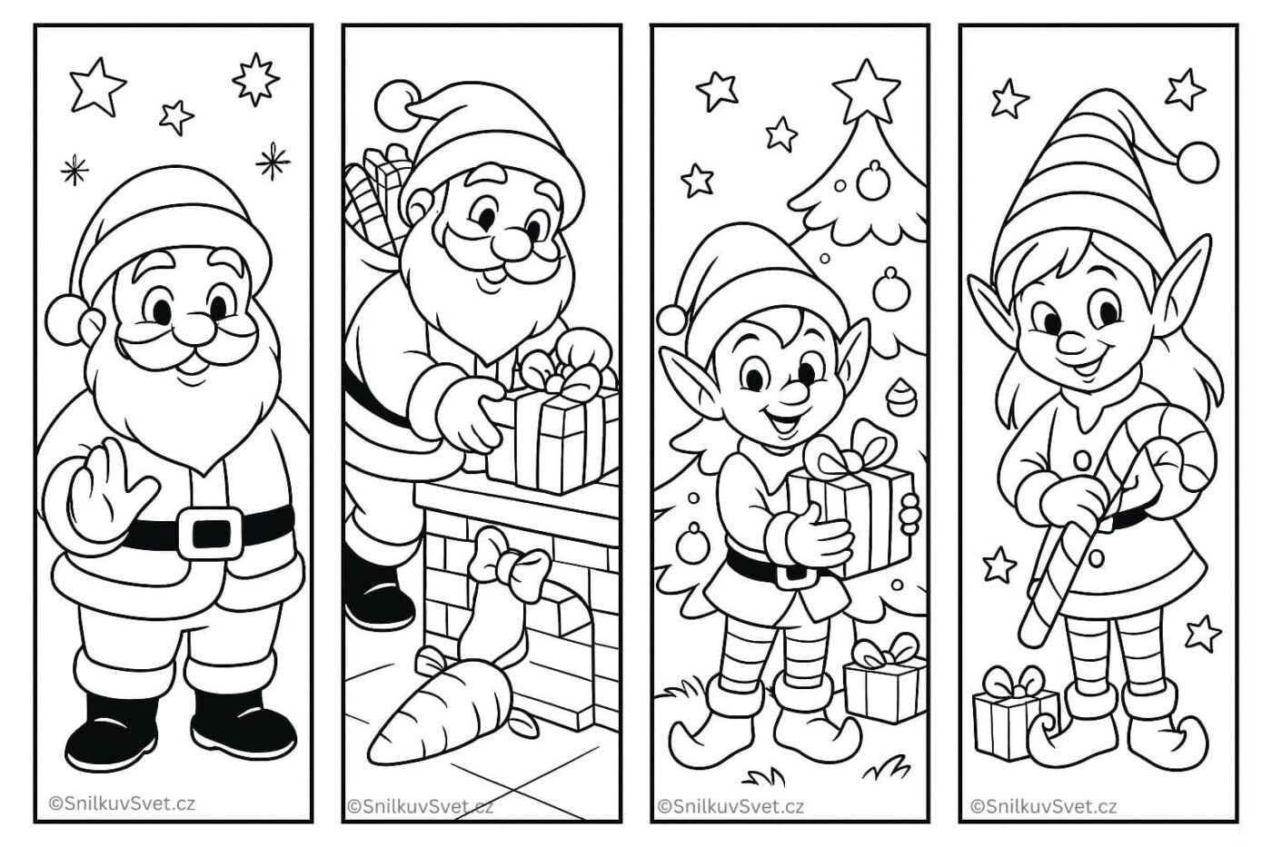 Záložky do knih – Santa a skřítci