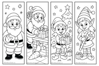 Záložky do knih – Santa a skřítci