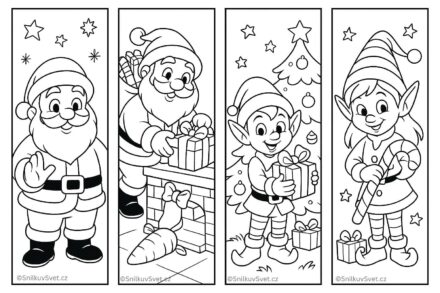 Záložky do knih – Santa a skřítci