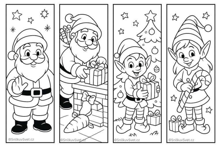 Záložky do knih – Santa a skřítci