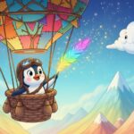 Hubert ve svém kouzelném balóně letí najít ztracený malý mráček