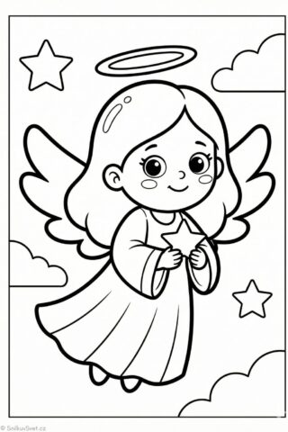 Omalovánka andělíčka s hvězdou