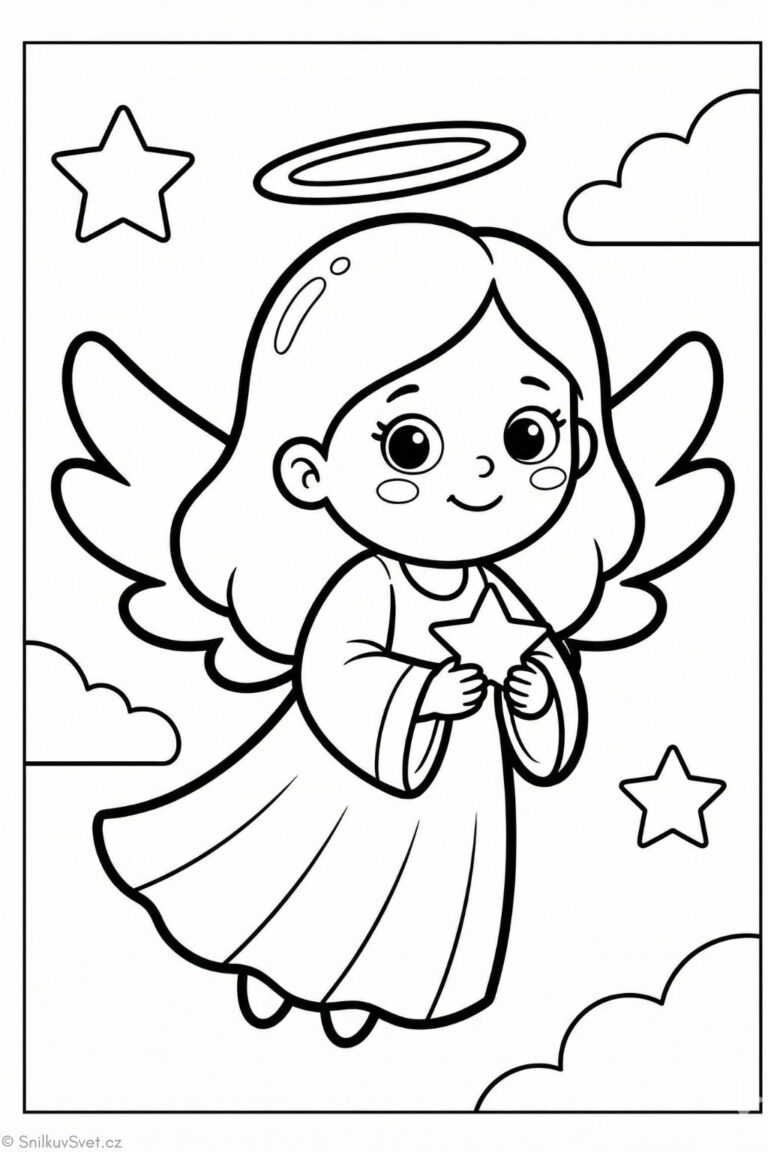 Omalovánka andělíčka s hvězdou