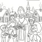 Omalovánka Mikulášská nadílka s koláči ke stažení a vytištění zdarma.