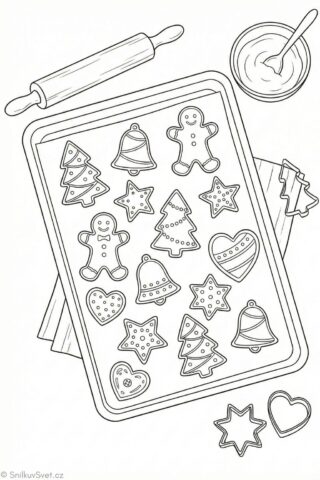 Omalovánka perníčků na plechu