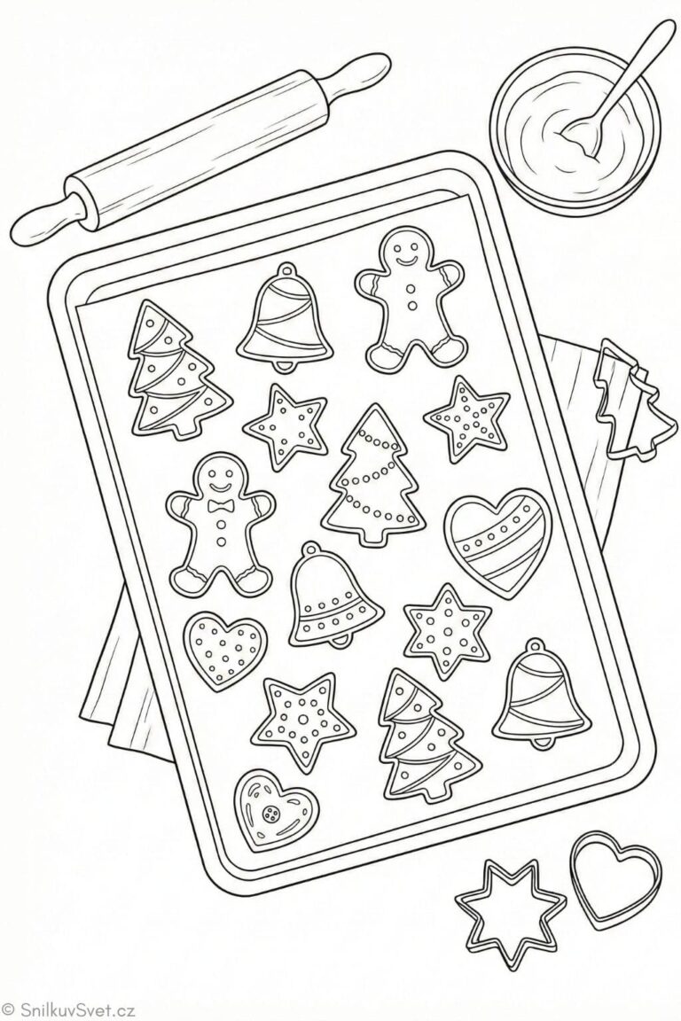 Omalovánka perníčků na plechu