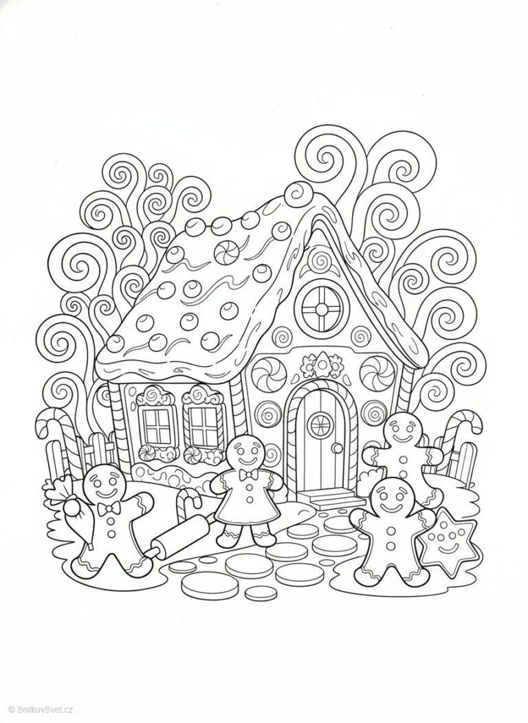 Omalovánka perníkového domečku