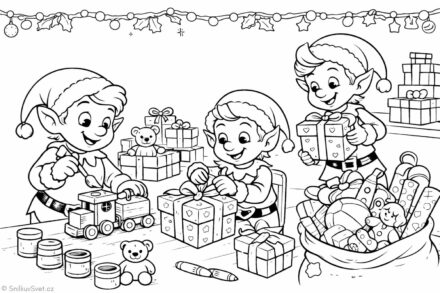 Omalovánka – vánoční dílna skřítků