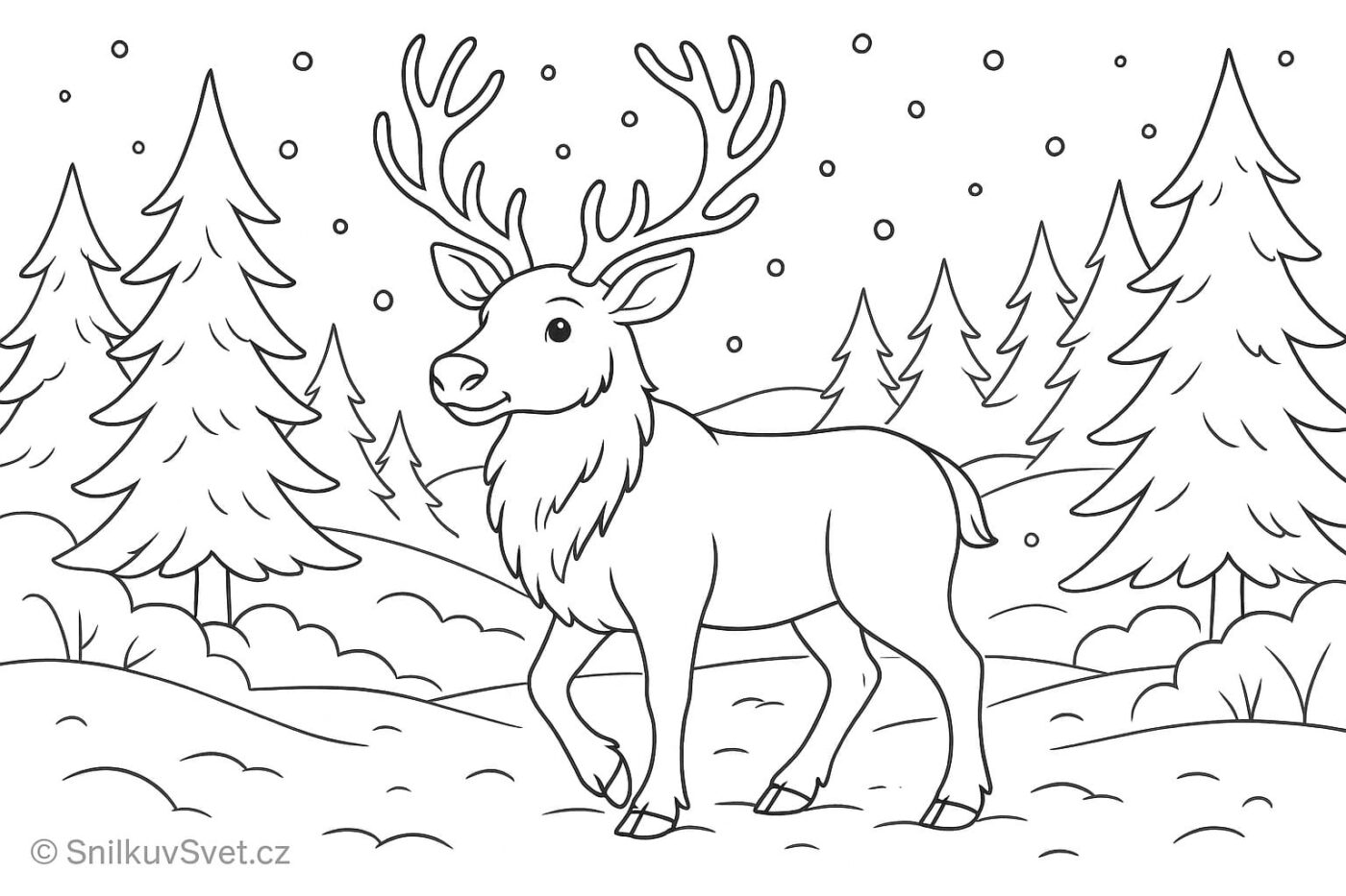 Omalovánka soba v zimní krajině