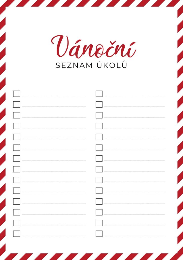 Seznam vánočních úkolů prázdný