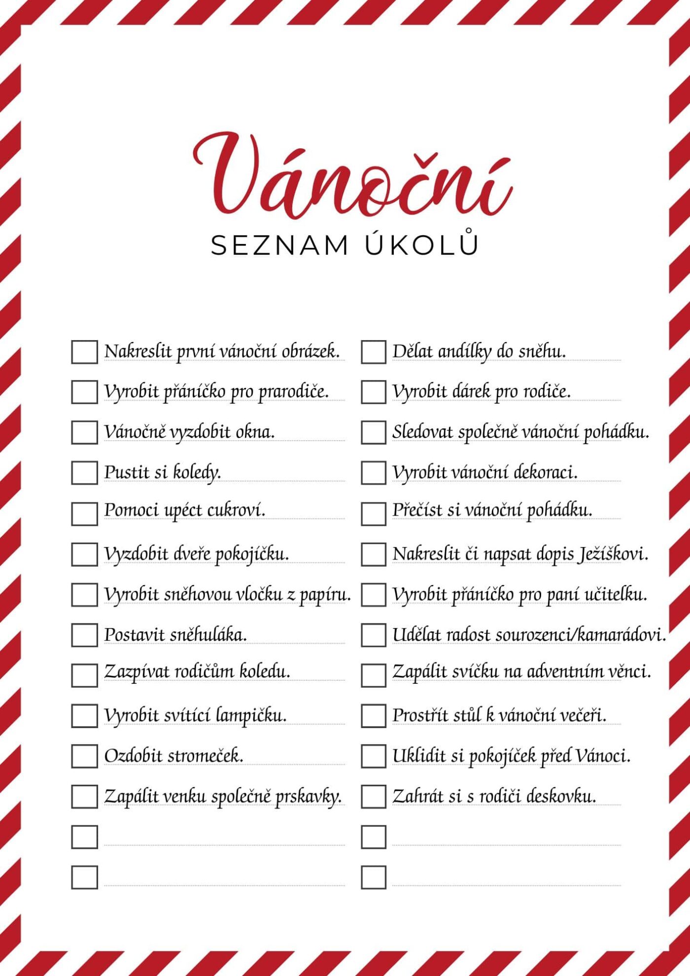 Vánoční To Do seznam, pro děti i dospělé