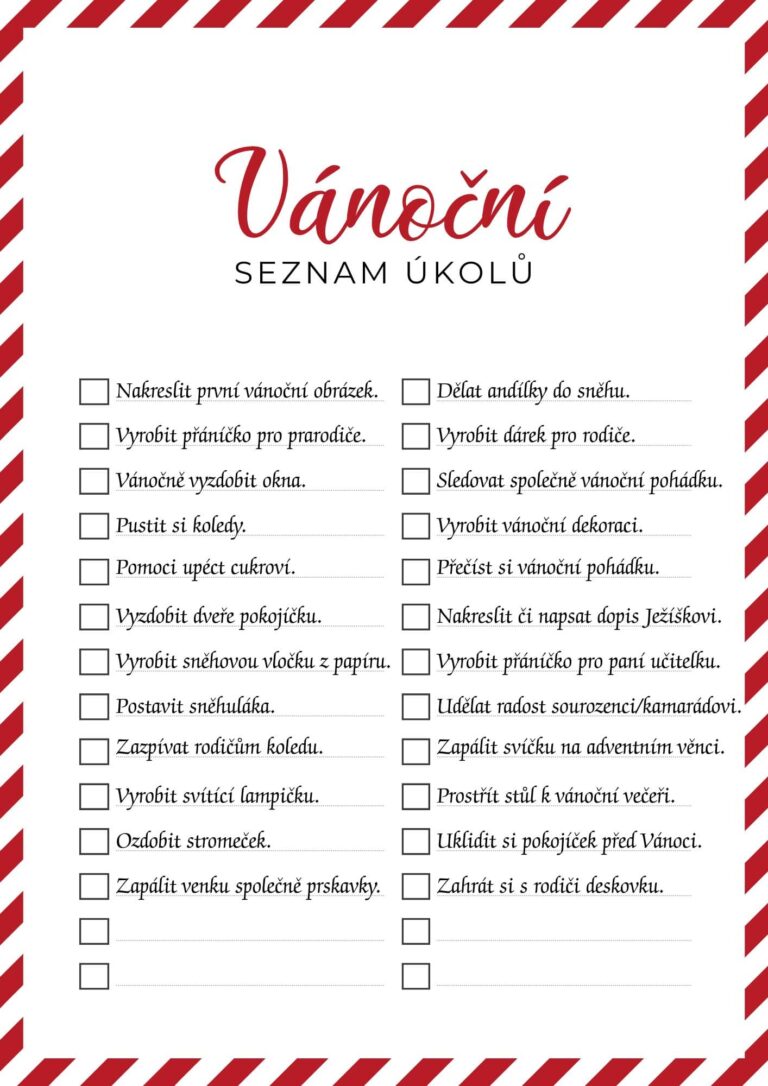 Vánoční To Do seznam, pro děti i dospělé