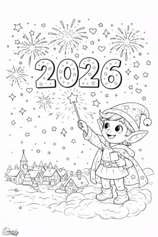 Omalovánka Nový rok 2026 se Snílkem