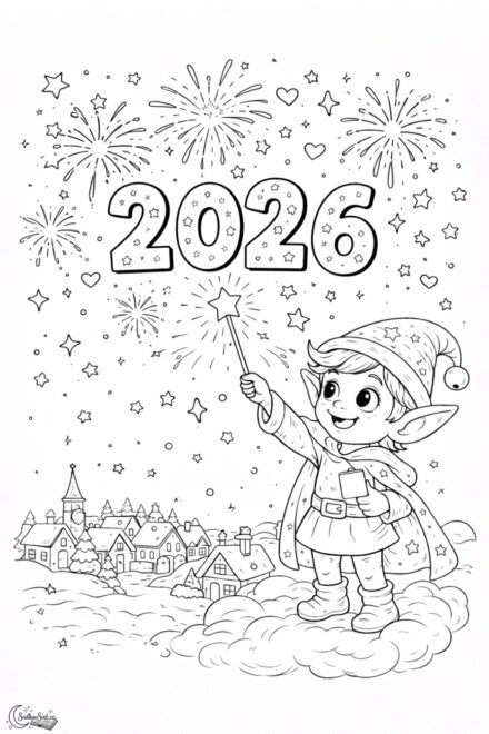 Omalovánka Nový rok 2026 se Snílkem