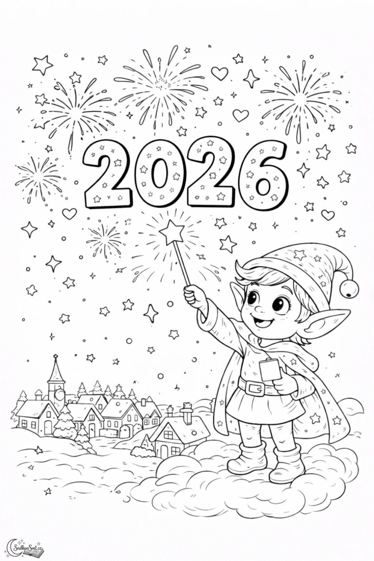 Omalovánka Nový rok 2026 se Snílkem