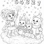 Snílek a zvířátka počítají poslední vteřiny před půlnocí – novoroční omalovánka pro děti