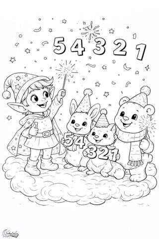 Omalovánka Odpočítávání do půlnoci